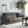 Handy Living Tevin Grey Velvet Convert-a-Couch Futon Sofa Sleeper