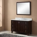 Contemporary Style Carrara 48-inch White Marble Top Single Sink Bathroom Vanity in Brown Finish
