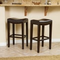 Avondale 30-inch Brown Bonded Leather Backless Bar Stool (Set of 2) by Christopher Knight Home