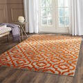 Safavieh Porcello Contemporary Geometric Light Grey/ Orange Rug (5'2 x 7'6)
