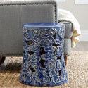 Abbyson Osla Antique Blue Ceramic Garden Stool