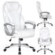 2xhome White Leather Deluxe Professional Ergonomic High Back Executive Office Chair