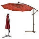 Costway 10' Hanging Solar LED Umbrella Patio Sun Shade Offset Market W/Base Burgundy
