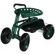 Sunnydaze Rolling Garden Cart with Extendable Steering Handle, Swivel Seat & Basket
