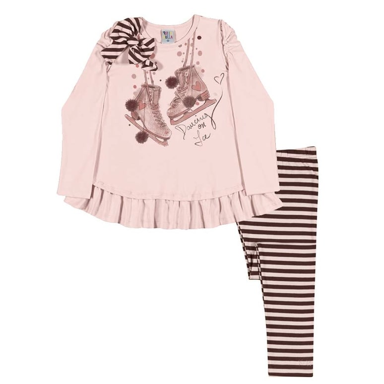 Girls Outfit Long Sleeve Shirt and Striped Leggings Pulla Bulla Sizes 2-10 Years