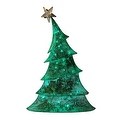 48" LED Lighted 2D Green Glitter Mesh Whimsical Christmas Tree Yard Art Decoration