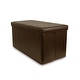 Collapsible Faux-Leather Storage Ottoman Bench, Brown