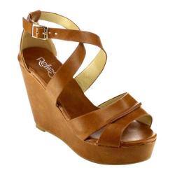 Women's Beston Olay-08 Strappy Wedge Sandal Tan Faux Leather