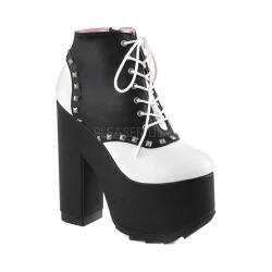 Women's Demonia Cramps 100 Ankle Boot Black/White Vegan Leather