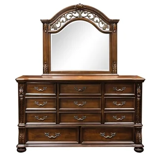 Furniture of America Ellianne Traditional 2-Piece Dresser and Mirror Set