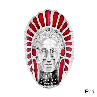 Handmade Native American Indian Chief Head Stone .925 Sterling Silver Ring (Thailand)