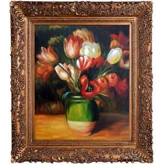 Pierre-Auguste Renoir Tulips in a Vase Hand Painted Framed Canvas Art