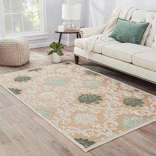 Machine Made Floral Pattern Ivory\Ivory (5x7.6) Area Rug