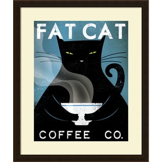 Ryan Fowler 'Cat Coffee (no city)' Framed Art Print 23 x 27-inch