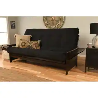 Somette Phoenix Queen Size Futon Sofa Bed with Espresso Hardwood Frame and Suede Innerspring Mattress