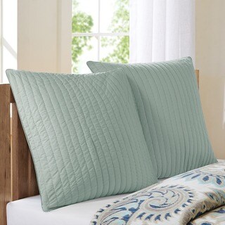 INK+IVY Camila Seafoam Quilted Cotton 26 x 26-inch Euro Sham with Hidden Zipper Closure