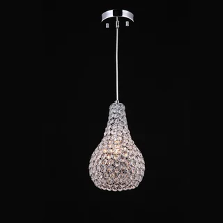 Round Chrome 1 Light Mini Pendant with Clear European Crystals