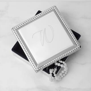 Personalized Silver Square Jewelry Box