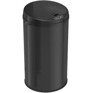 iTouchless Deodorizer 8-gallon Round Sensor Matte Finish Black Trash Can