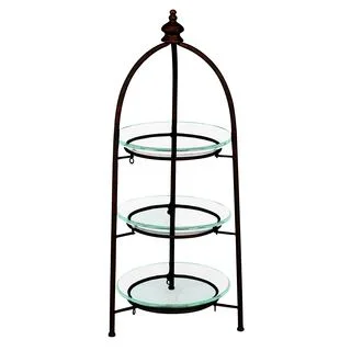 Metal Frame and Glass Bowl 3-tier Decorative Stand
