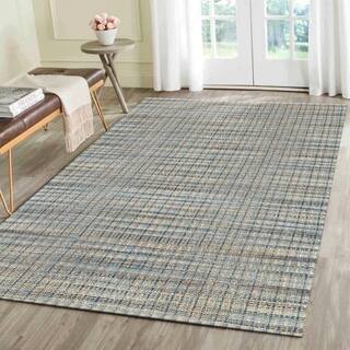 Hand-woven Jute/ Chenille Natural Navy Rug (8' X 10')