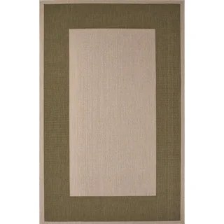 Indoor/ Outdoor Border Pattern Ivory/ Green Area Rug (2' x 3'7)