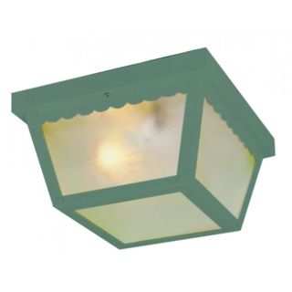 Cambridge Verde Green Finish Flush Mount With A Frosted Shade