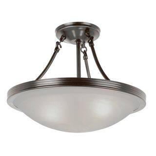 Cambridge 3-Light Brushed Nickel 15 in. Semi Flush Mount with Marbelized Glass