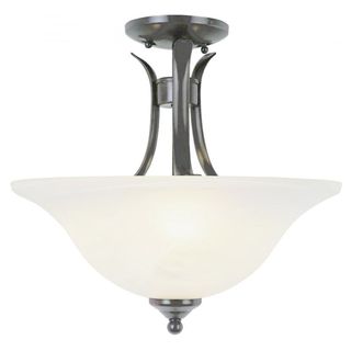 Cambridge 2-Light Brushed Nickel 15 in. Semi Flush Mount with White Glass