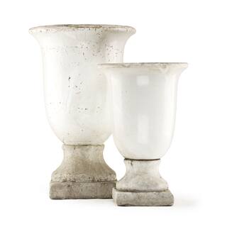 Distressed White Calyx Krater Urn