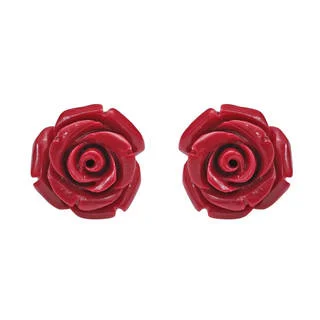 Handmade Pretty Blooming Carved Rose .925 Silver Earrings (Thailand)