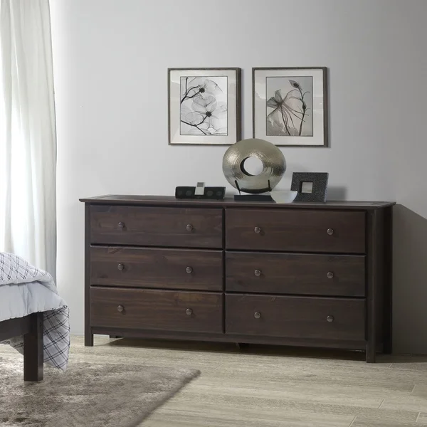 Grain Wood Furniture Shaker 6-drawer Solid Wood Dresser