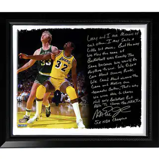 Magic Johnson Facsimile 'My Friend Larry Bird' Story Stretched Framed 22x26 Story Canvas