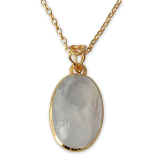 Handcrafted Gold Overlay 'Misty Moonlight' Moonstone Necklace (India)