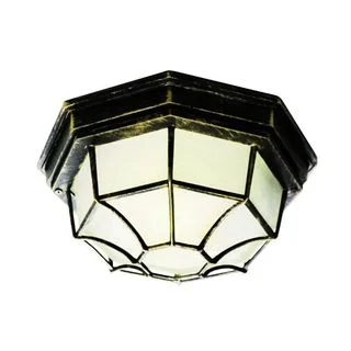 Cambridge Black Gold Finish Flush Mount With A Frosted Shade