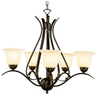 Cambridge 5-Light Rubbed Oil Bronze 24 in. Chandelier with White Glass