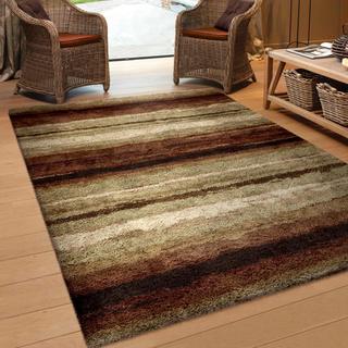 Oasis Shag Collection Rural Road Red Area Rug (5'3" x 7'6")