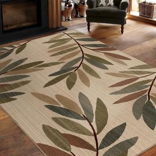 Carolina Weavers Ornate Expressions Collection Twisted Leaves Beige Area Rug (5'3 x 7'6)