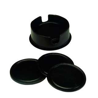 Royce Leather 6 Leather Round Coasters In Leather holder in genuine leather