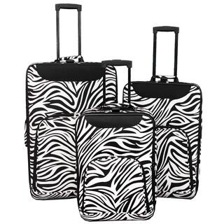 World Traveler Vogue Zebra Expandable 3-piece Wheeled Upright Luggage