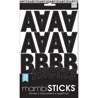 Large Alphabet And Number Stickers-Black Caps