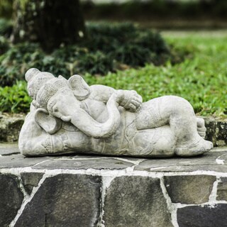 Handmade Volcanic Ash Reclining Ganesha Statue (Indonesia)