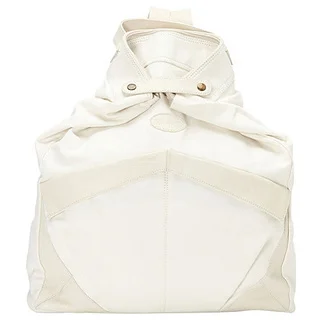 SHARO CL-1700 Off-white Canvas and Leather Backpack