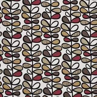 U0380D Brown and Burgundy Vines Layered Microfiber Velvet on Cotton Upholstery Fabric