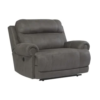 Signature Design by Ashley Austere Grey Zero Wall Power Wide Recliner