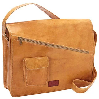 Sharo Yellow Orange Genuine Leather Hand-crafted 15-inch Laptop Messenger Bag