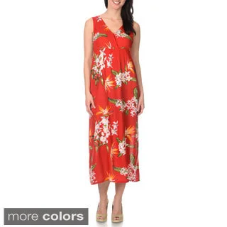 La Cera Women's Cross-over Floral Maxi Dress