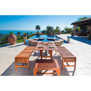 Malibu Eco-friendly 5-piece Wood Outdoor Dining Set with Backless Benches
