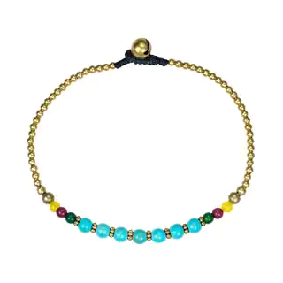 Tribal Round Brass Beads Link Charm Anklet (Thailand)
