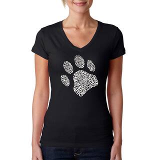 LA Pop Art Women's Dog Paw V-Neck T-Shirt